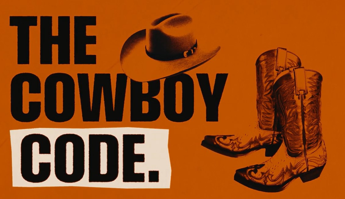 Cowboy Code logo in Texas orange 