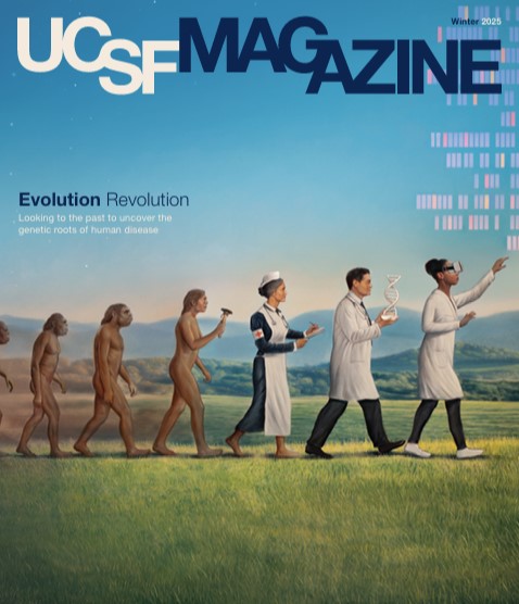 UCSF Magazine cover showing human evolution