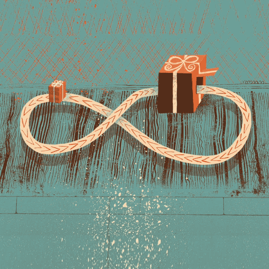 Animation of gift traveling around an infinite loop