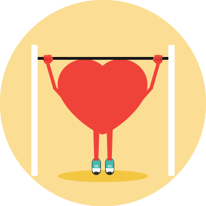 Illustration of a heart doing a pullup