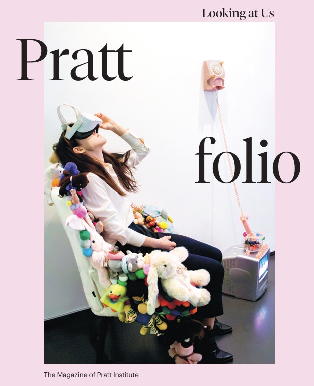 Prattfolio Magazine Cover in white and pink