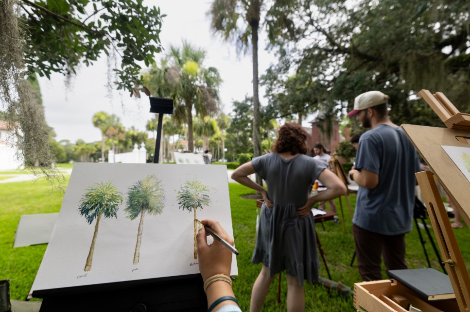 POV of someone sketching with watercolors
