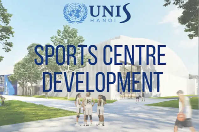 An architectural rendering of the new United Nations International School of Hanoi sports center.
