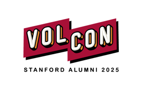 The logo for SAA VolCon 2025. It features "VolCon" in big white letters with a boxy red border and mustard-colored accents on each letter.