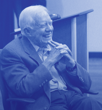 A photo of President Jimmy Carter with a blue color tint.