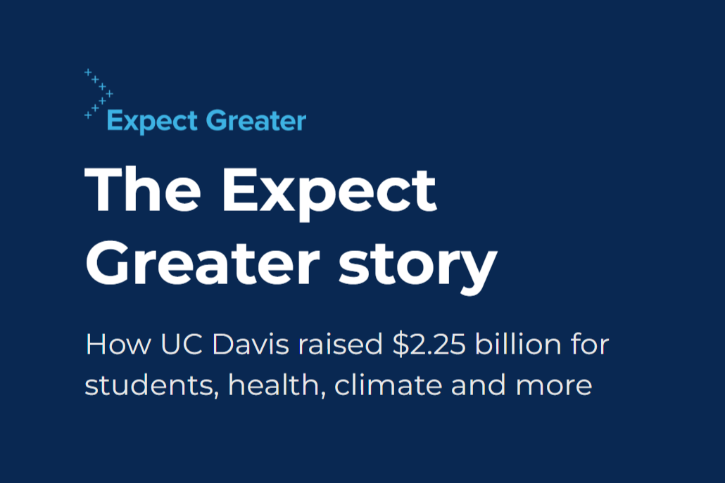 "Expect Greater: The Expect Greater story: How UC Davis raised $2.25 billion for students, health, climate, and more"