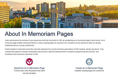 The University of British Columbia - UBC In Memoriam Site