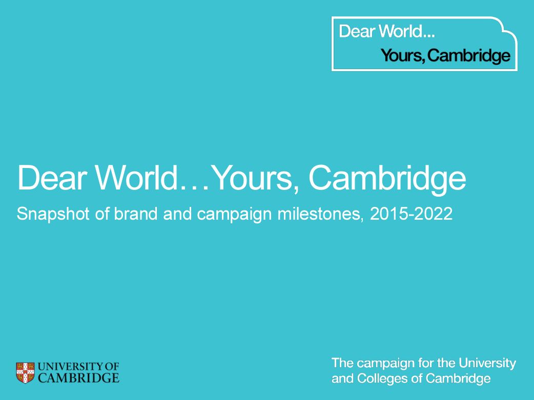 "Dear World ... Yours, Cambridge"