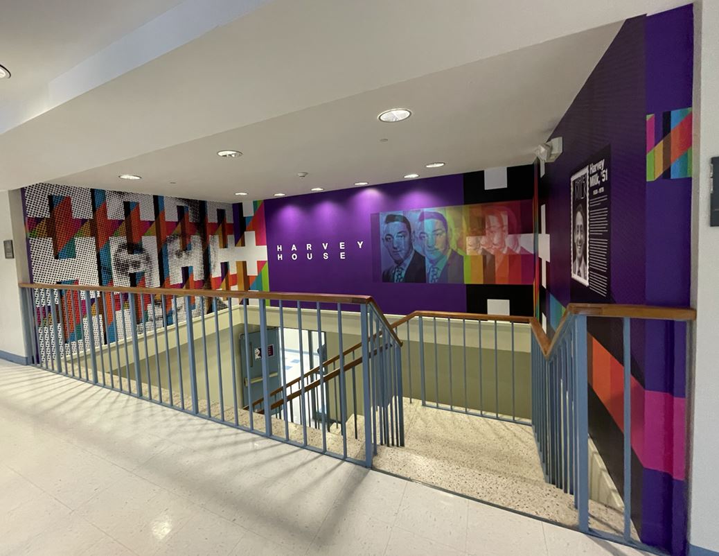 Harvey House: LGBTQIA+ Residence Hall Identity Graphics and Installation