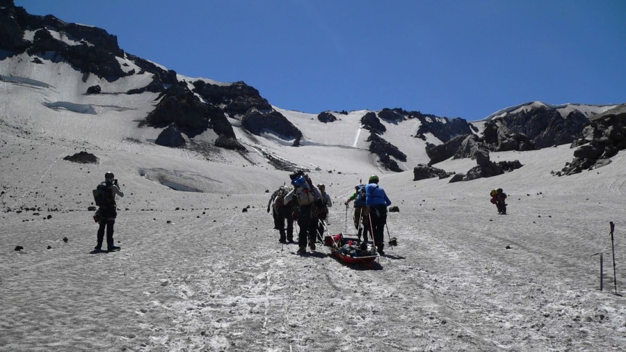 Students and researchers on an expedition to Mount St. Helens.