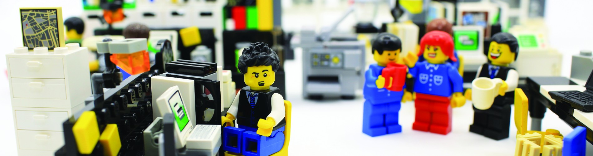Lego figurines in an office