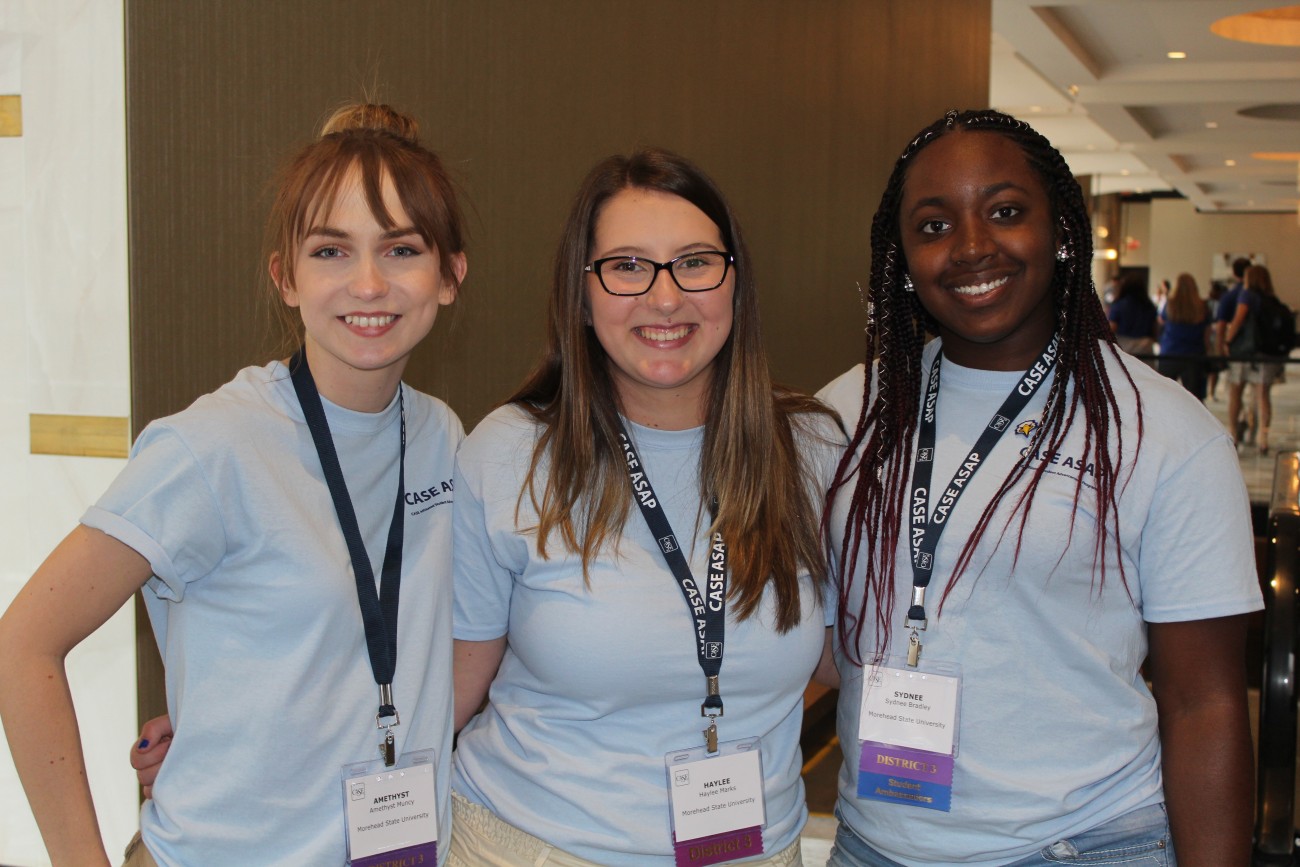 three college students at CASE ASAP conference