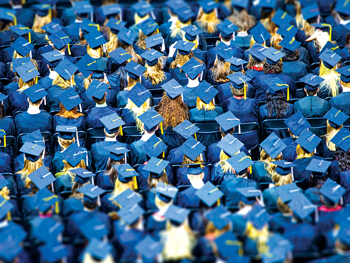 Focus blur shot of graduating students