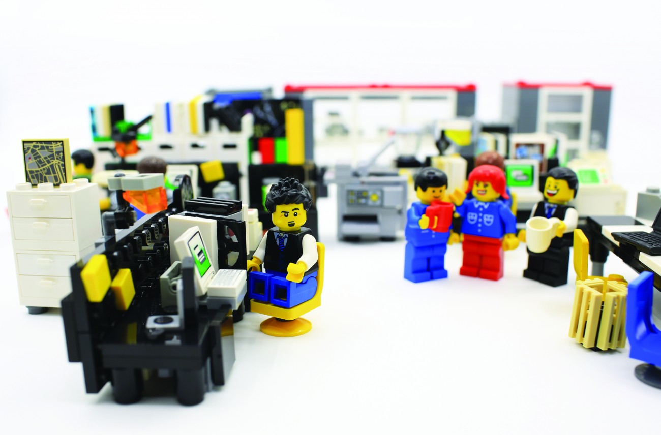 Lego figurines in an office