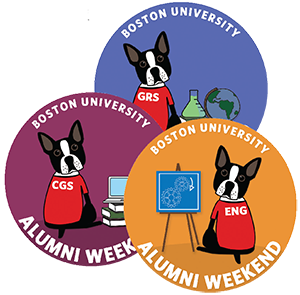 Boston University Alumni buttons with mascot