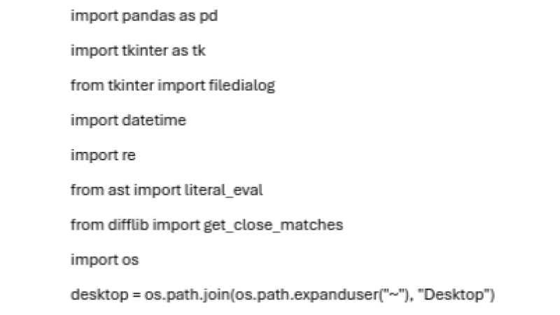 A series of code used for data cleanup.