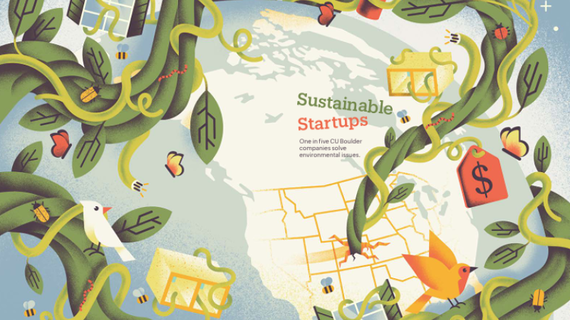The cover of the Spring 2025 issue of the Coloradan features an illustration of a globe with green vines growing around it. Amongst the vines are lady bugs, butterflies, and birds.