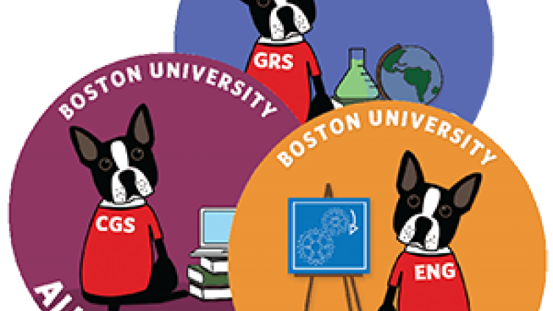 Boston University Alumni buttons with mascot