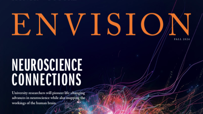 The cover of Envision Magazine's fall 2024 issue reads "Honor the Future: The Campaign for the University of Virginia."