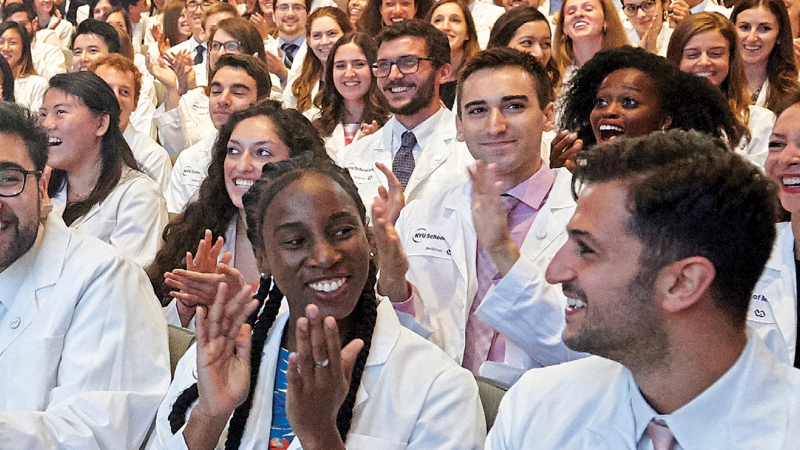 NYU School of Medicine students at its 2018 white coat ceremony