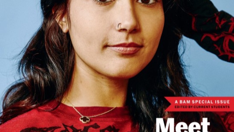 Meet Gen Z Cover with student in red dress