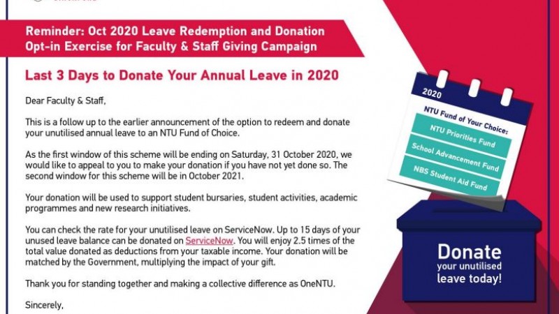 Faculty and Staff Leave Redemption and Donation Exercise