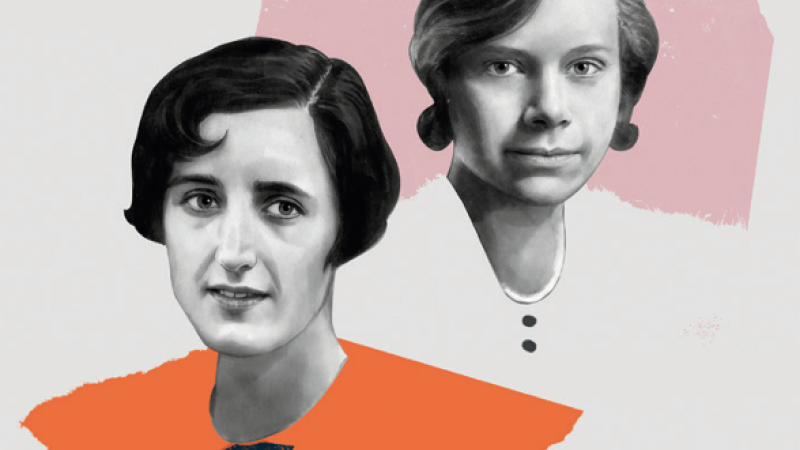 A illustration of Helen Carpenter and Gertrude Benedict two 1930 Stanford graduates.