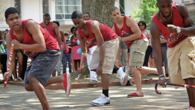 2014 members of UNC's Kappa Alpha Psi perform a step show in the Pit.