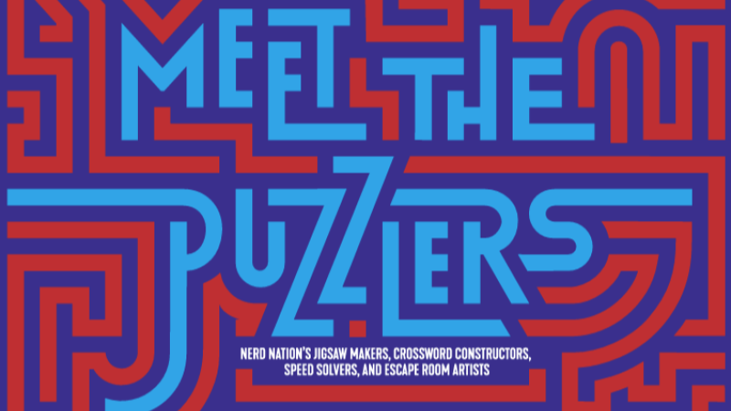 The headline for Stanford's "Meet The Puzzlers" features a series of interweaving red lines.