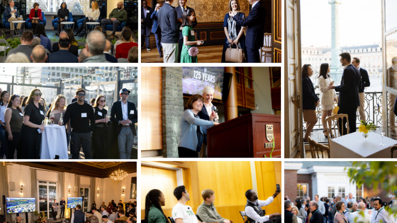 A series of photos of Dartmouth alumni at Tuck 125 events.