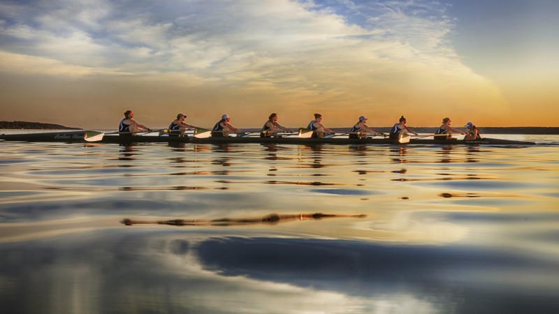 William Smith Rowing at Sunset